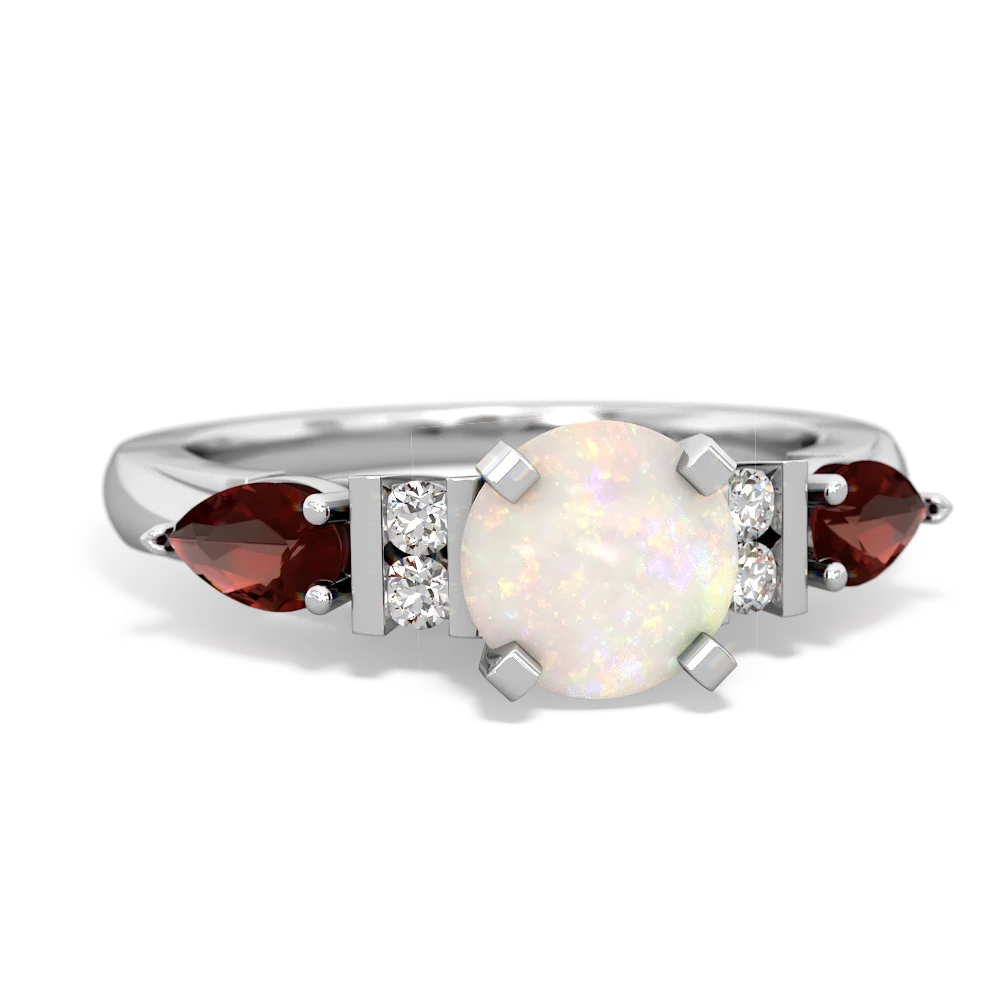 Opal 6Mm Round Eternal Embrace Engagement 14K White Gold ring R2005