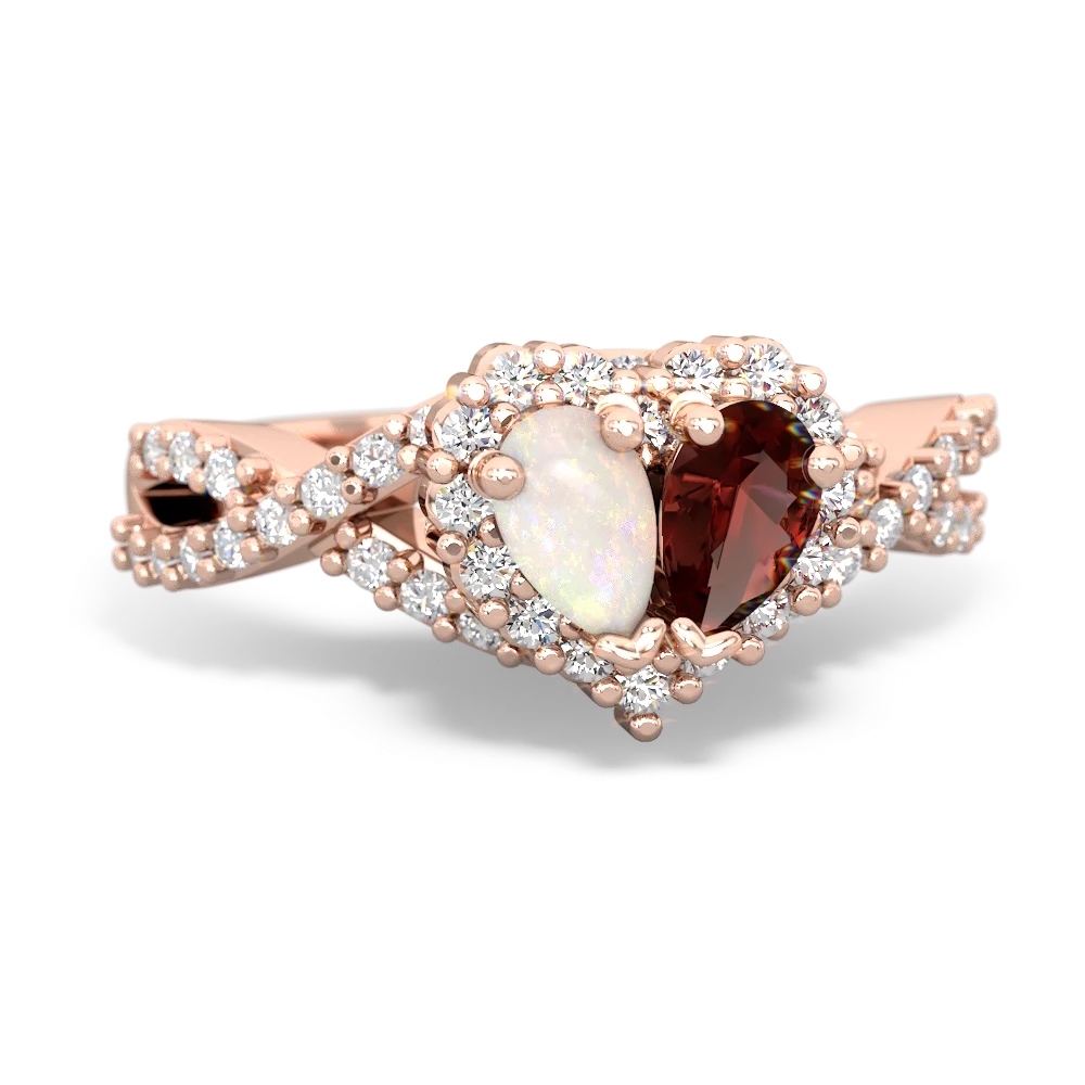 Opal Diamond Twist 'One Heart' 14K Rose Gold ring R2640HRT