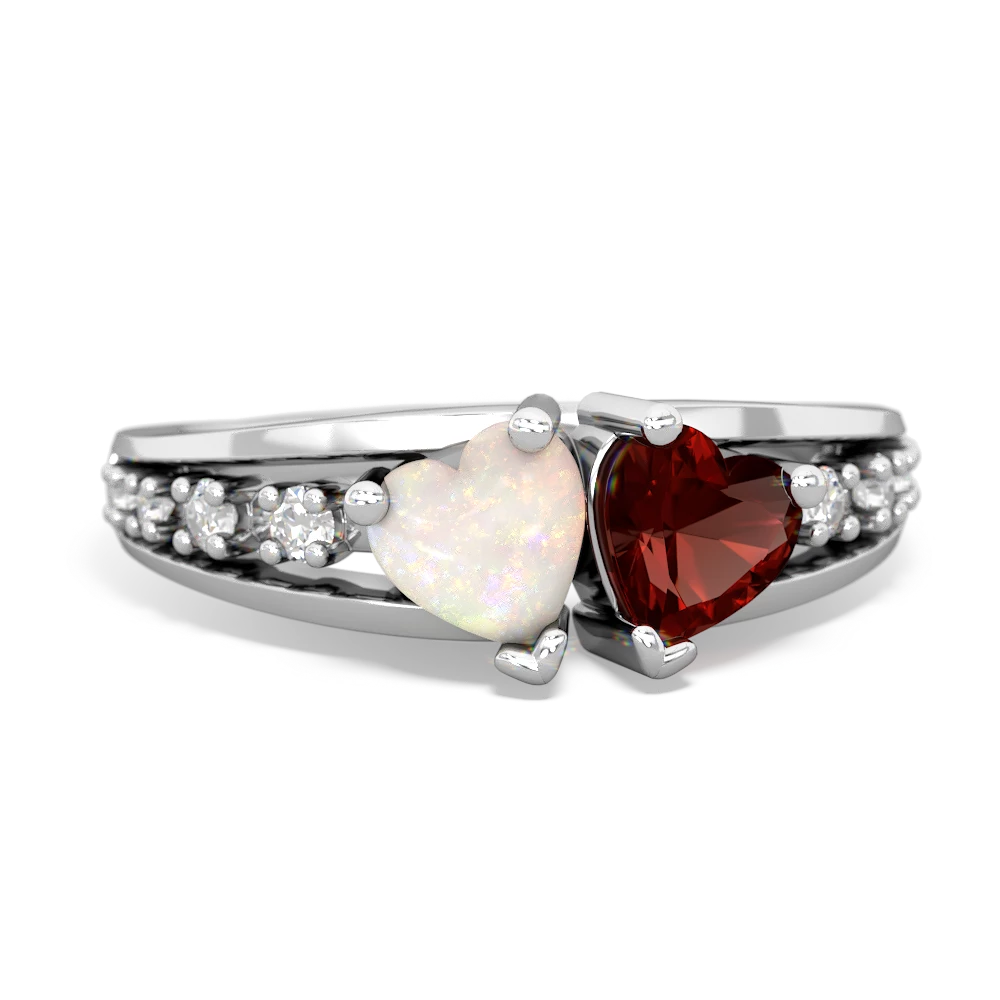 Opal Heart To Heart 14K White Gold ring R3342