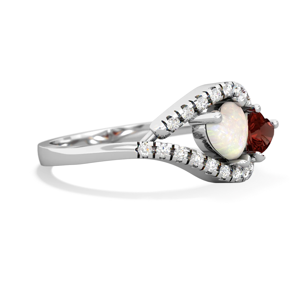 Opal Mother And Child 14K White Gold ring R3010