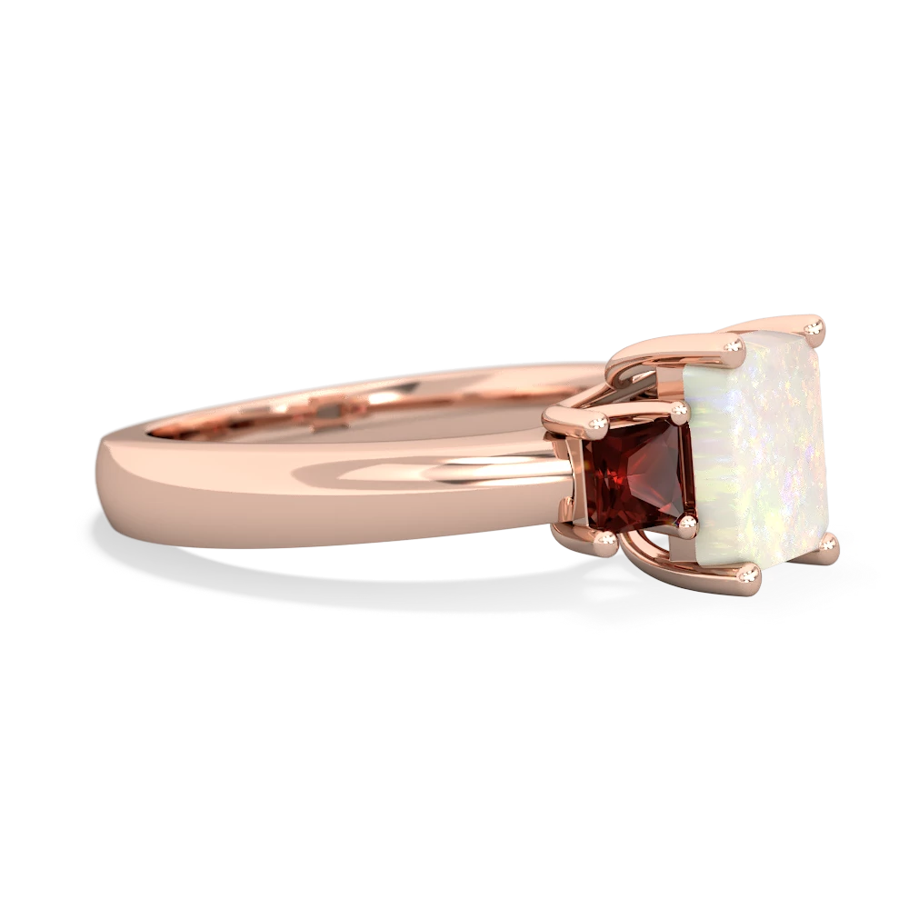 Opal Three Stone Emerald-Cut Trellis 14K Rose Gold ring R4021