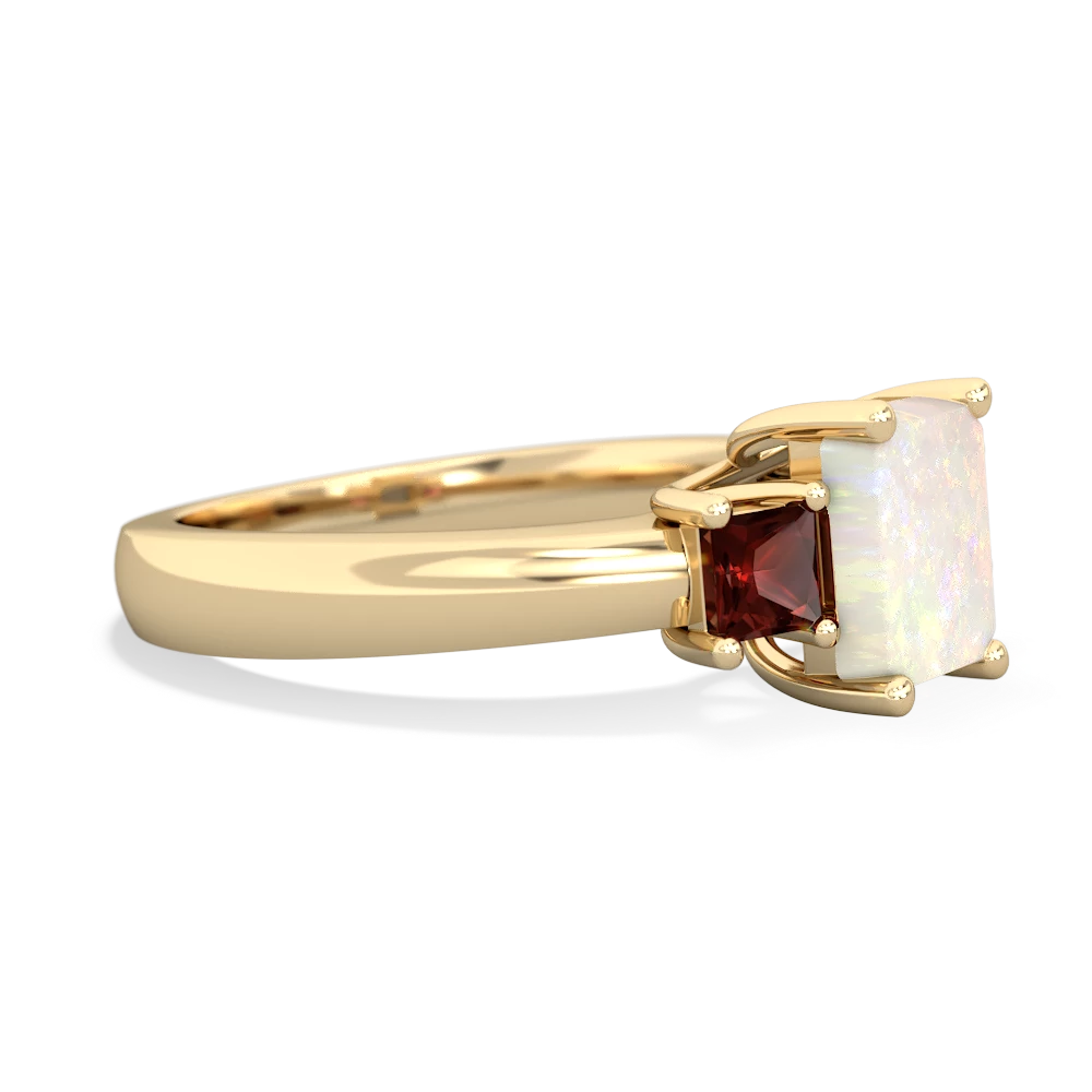 Opal Three Stone Emerald-Cut Trellis 14K Yellow Gold ring R4021