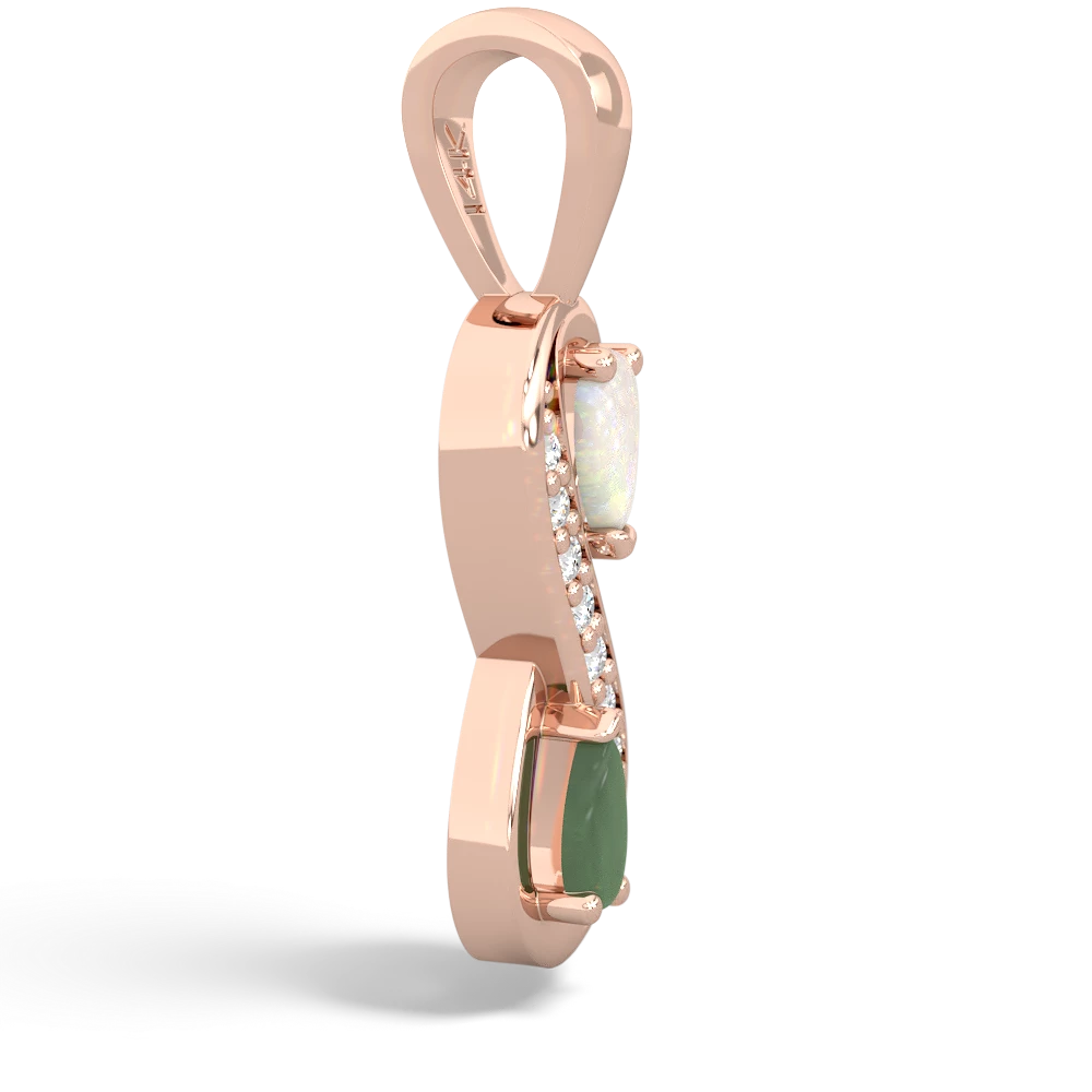 Opal Diamond Infinity 14K Rose Gold pendant P5390