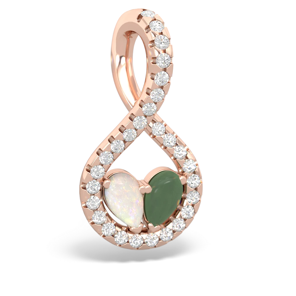 Opal Pave Twist 'One Heart' 14K Rose Gold pendant P5360