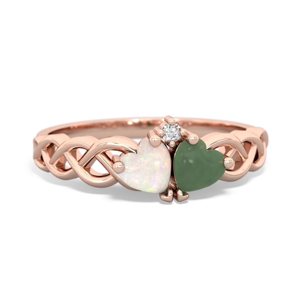 Opal Heart To Heart Braid 14K Rose Gold ring R5870