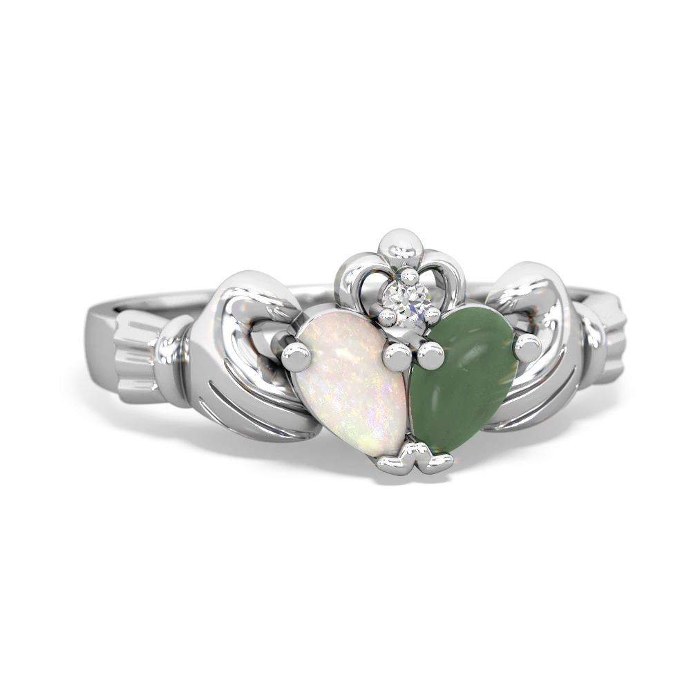 Opal 'Our Heart' Claddagh 14K White Gold ring R2388