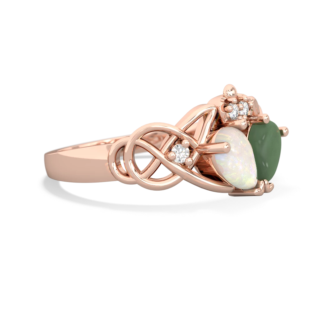 Opal 'One Heart' Celtic Knot Claddagh 14K Rose Gold ring R5322