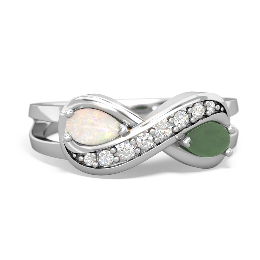 Opal Diamond Infinity 14K White Gold ring R5390