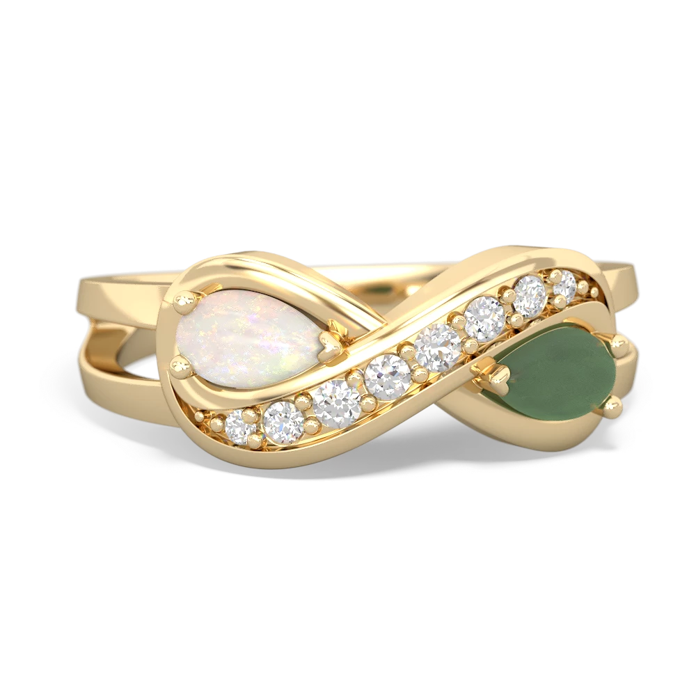 Opal Diamond Infinity 14K Yellow Gold ring R5390