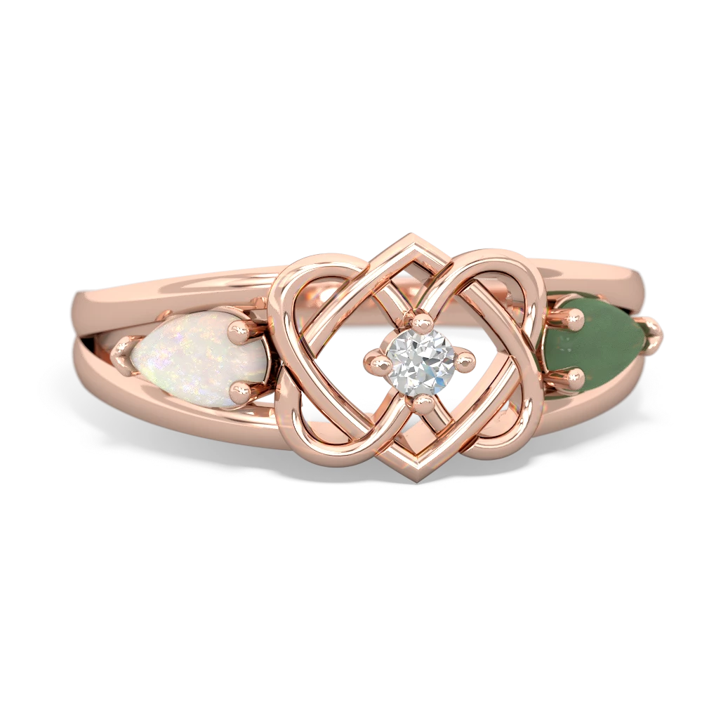 Opal Hearts Intertwined 14K Rose Gold ring R5880