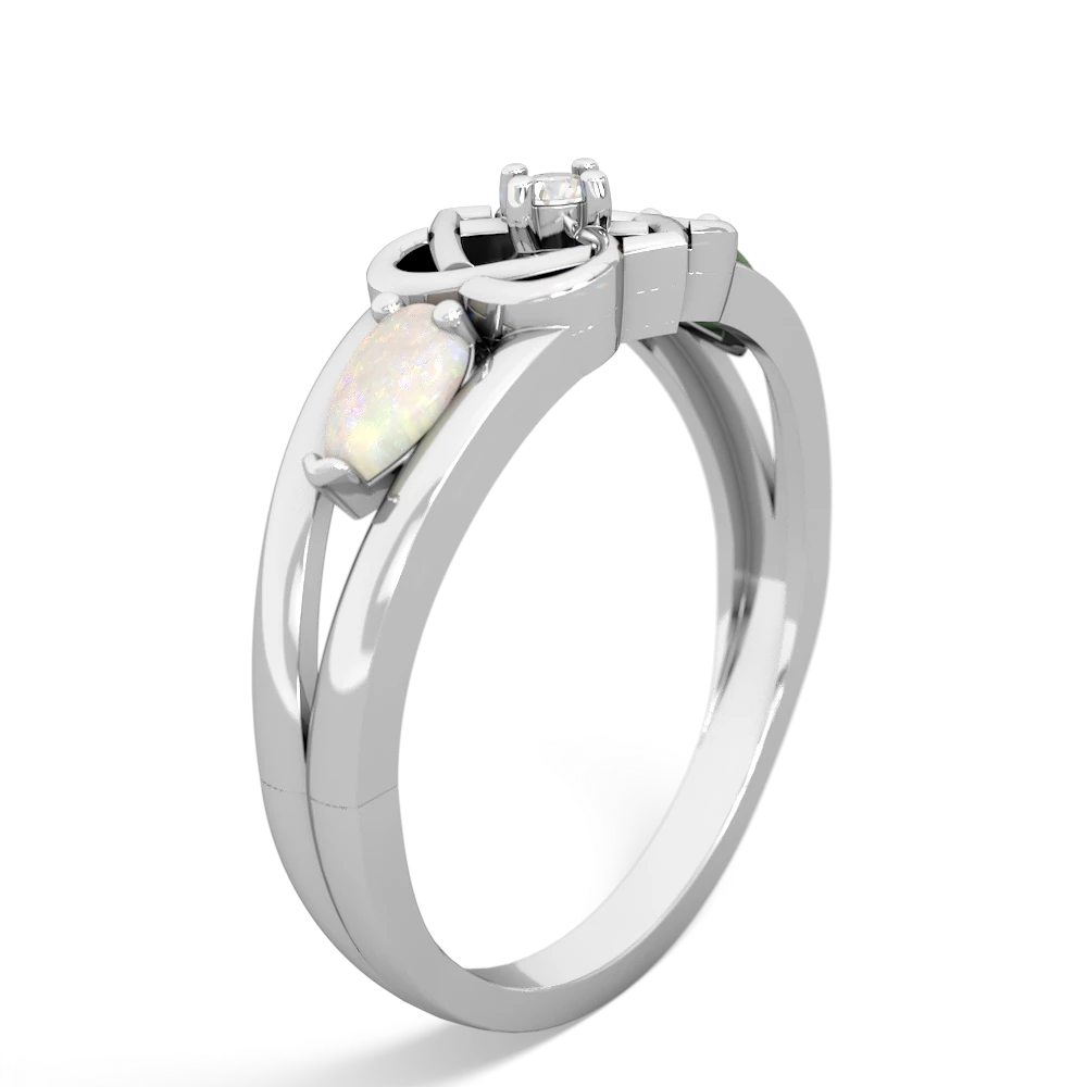 Opal Hearts Intertwined 14K White Gold ring R5880