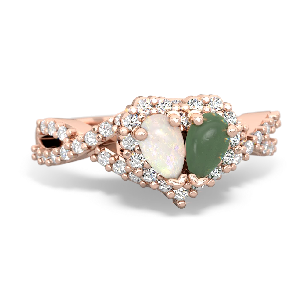 Opal Diamond Twist 'One Heart' 14K Rose Gold ring R2640HRT