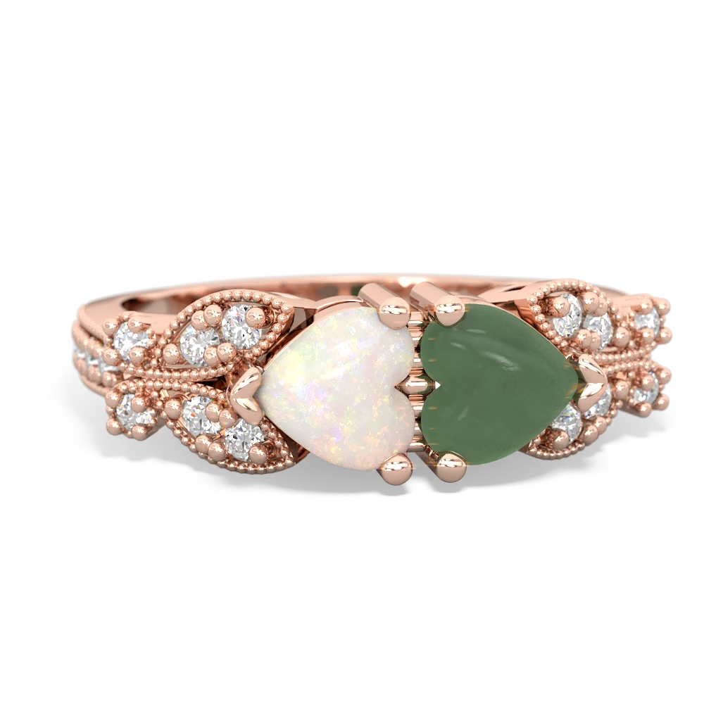 Opal Diamond Butterflies 14K Rose Gold ring R5601