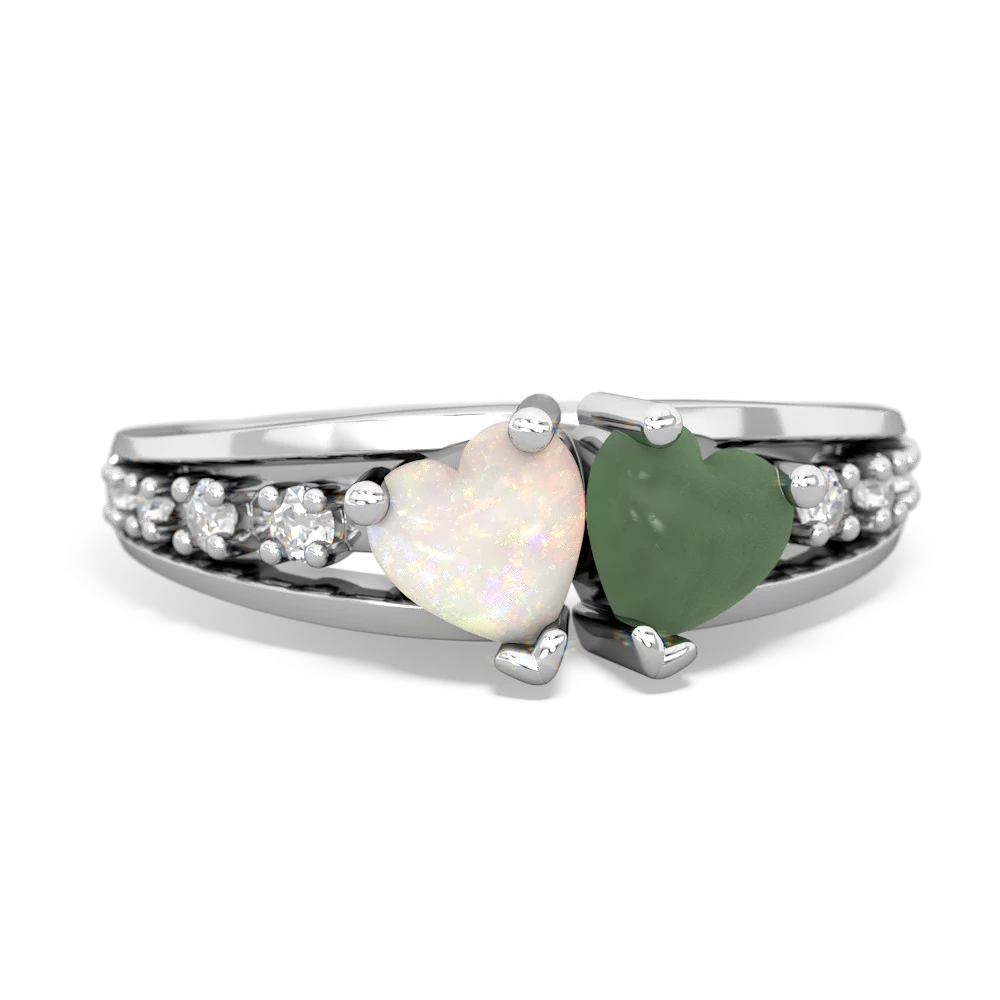 Opal Heart To Heart 14K White Gold ring R3342