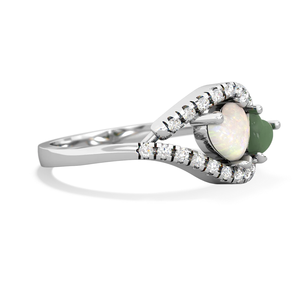 Opal Mother And Child 14K White Gold ring R3010