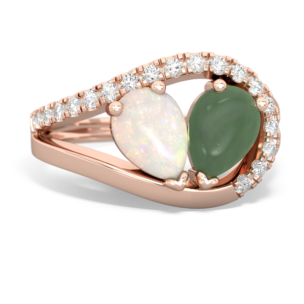 Opal Nestled Heart Keepsake 14K Rose Gold ring R5650