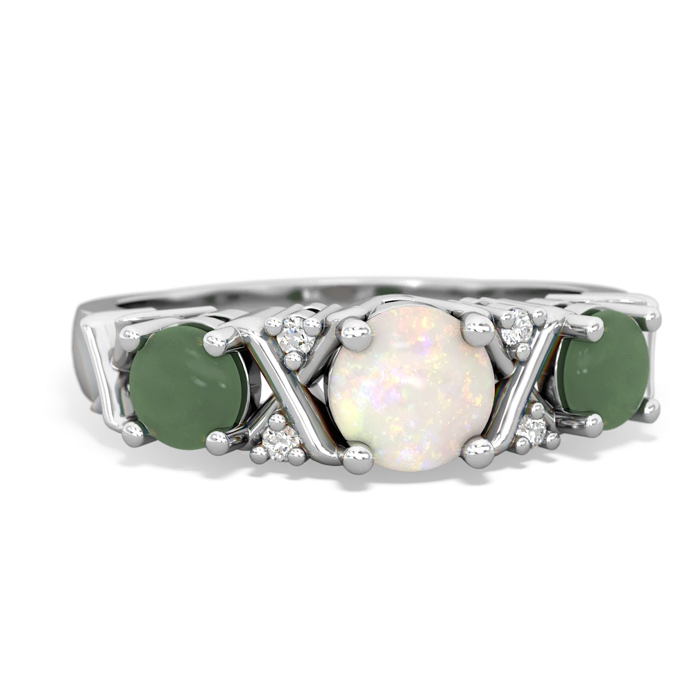 Opal Hugs And Kisses 14K White Gold ring R5016