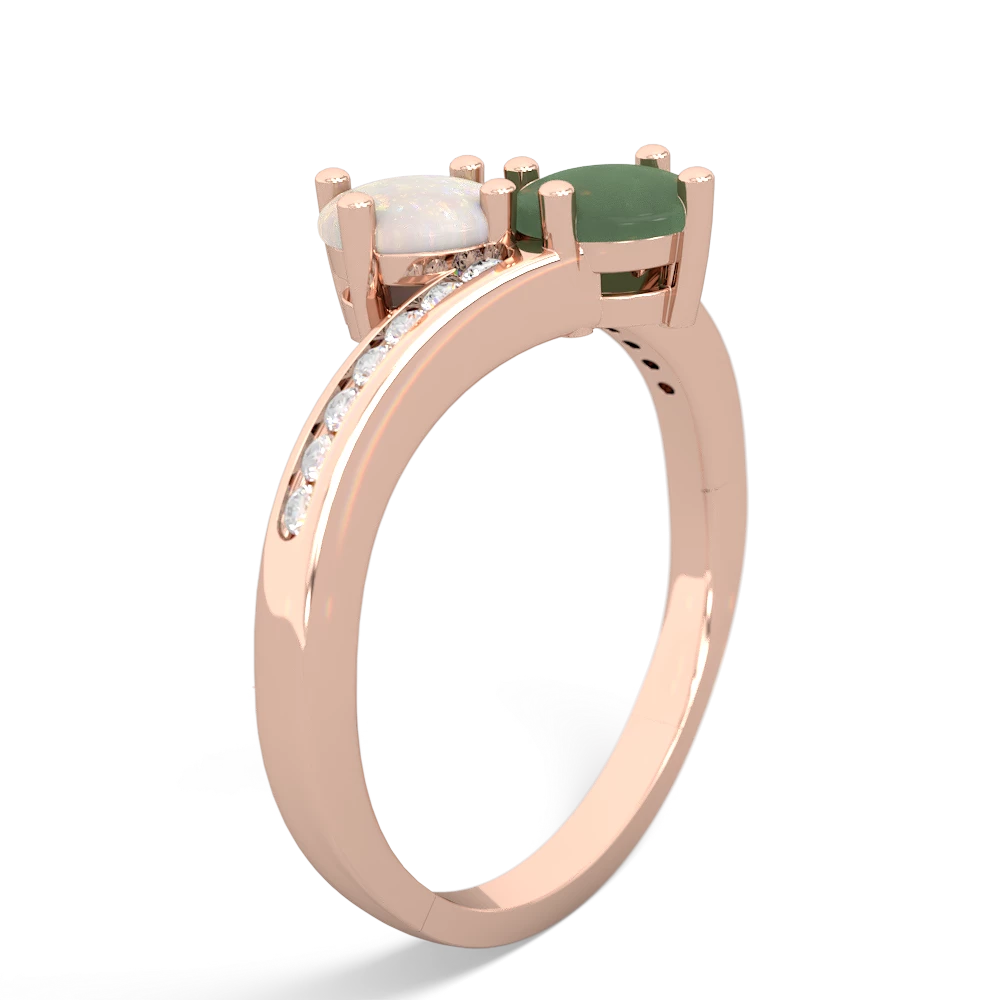 Opal Channel Set Two Stone 14K Rose Gold ring R5303