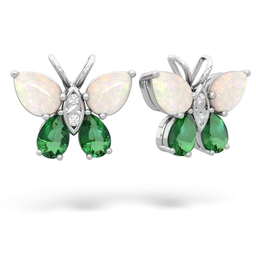 Opal Butterfly 14K White Gold earrings E2215