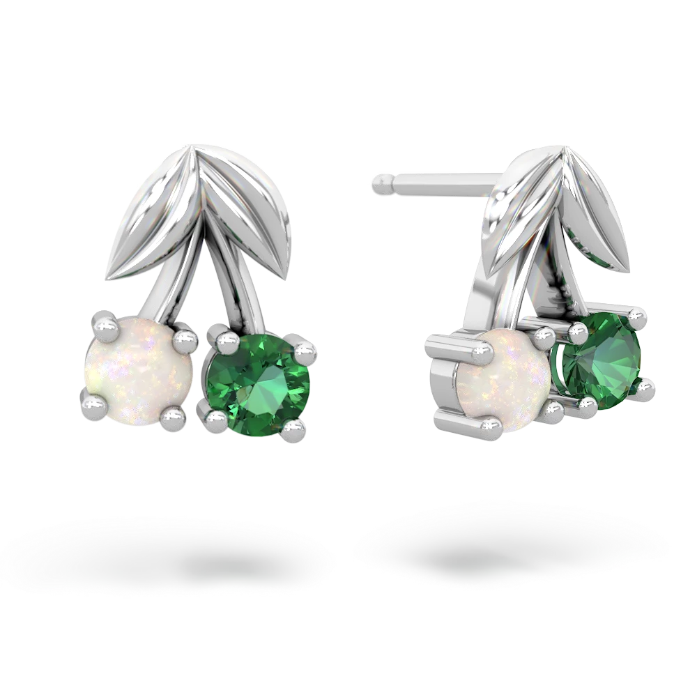 Opal Sweet Cherries 14K White Gold earrings E7001