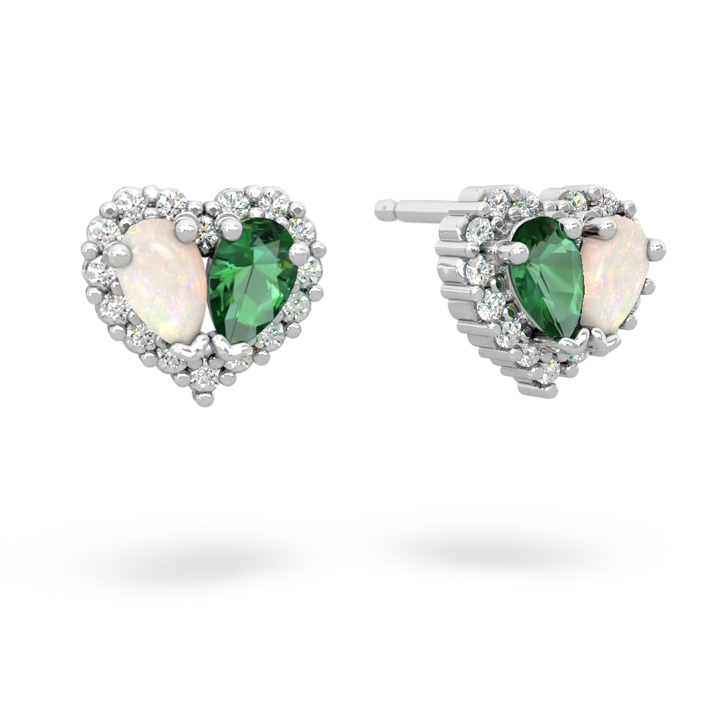 Opal Halo 14K White Gold earrings E7008