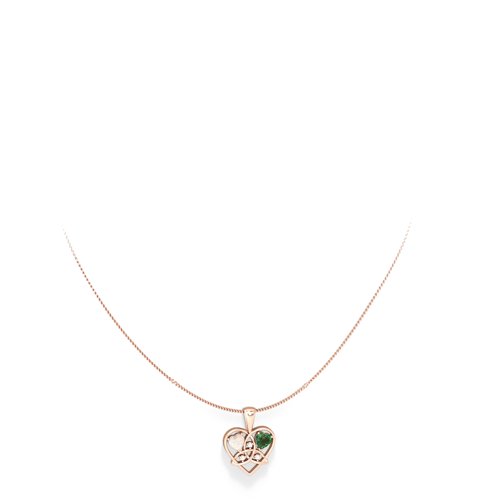 Opal Celtic Trinity Heart 14K Rose Gold pendant P5331