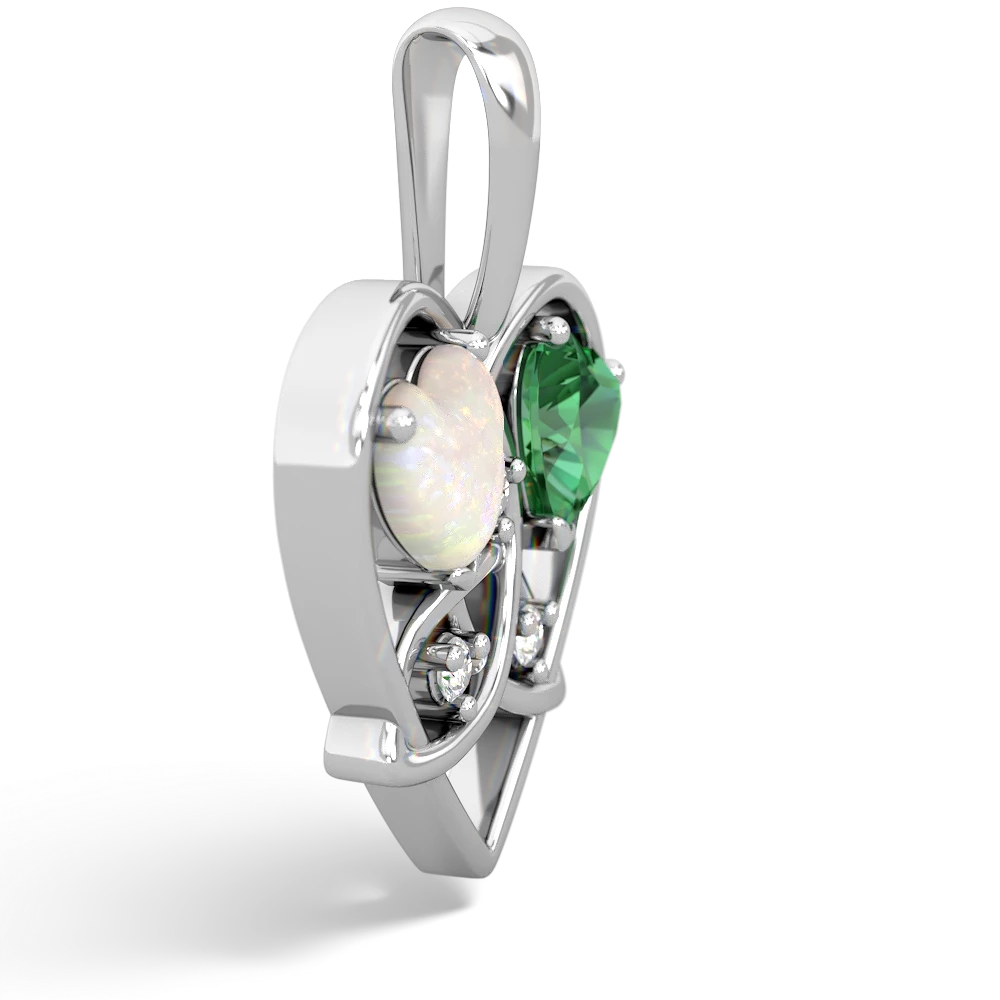 Opal Celtic Trinity Heart 14K White Gold pendant P5331