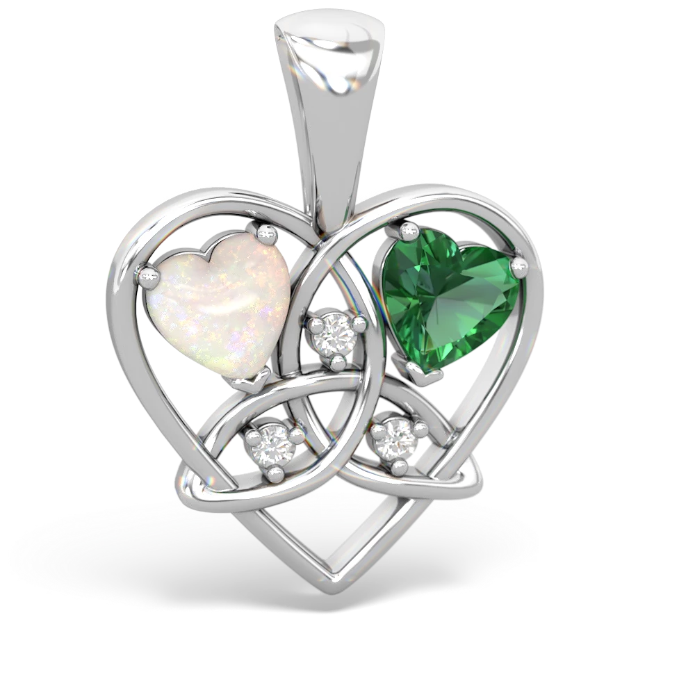 Opal Celtic Trinity Heart 14K White Gold pendant P5331