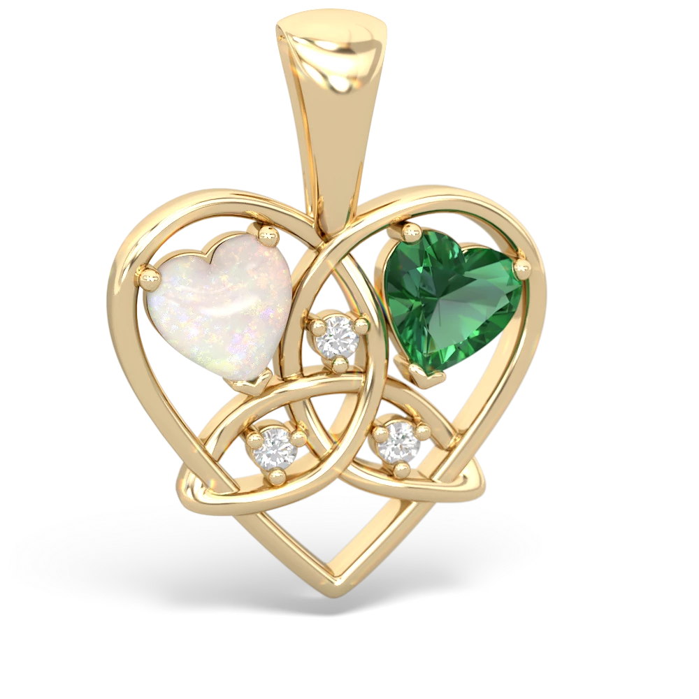 Opal Celtic Trinity Heart 14K Yellow Gold pendant P5331