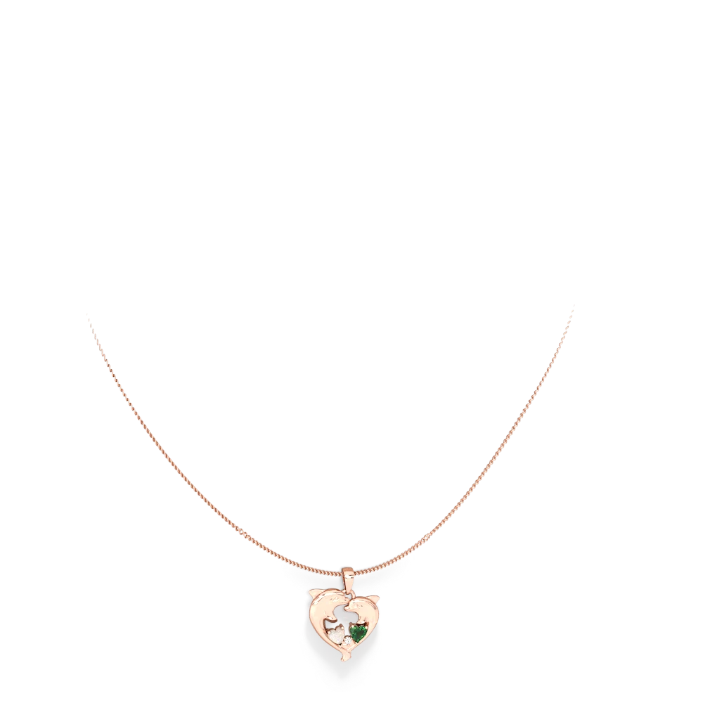 Opal Dolphin Heart 14K Rose Gold pendant P5820
