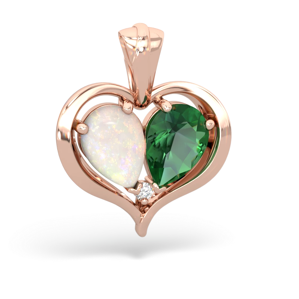 Opal Two Become One 14K Rose Gold pendant P5330