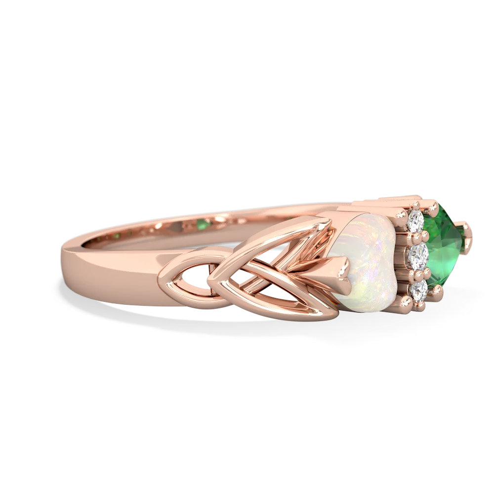 Opal Celtic Knot Double Heart 14K Rose Gold ring R5040