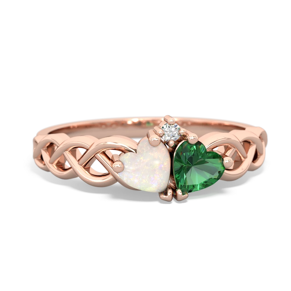 Opal Heart To Heart Braid 14K Rose Gold ring R5870