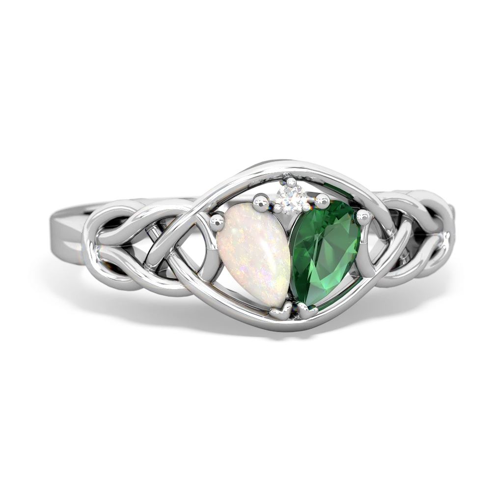 Opal Celtic Love Knot 14K White Gold ring R5420