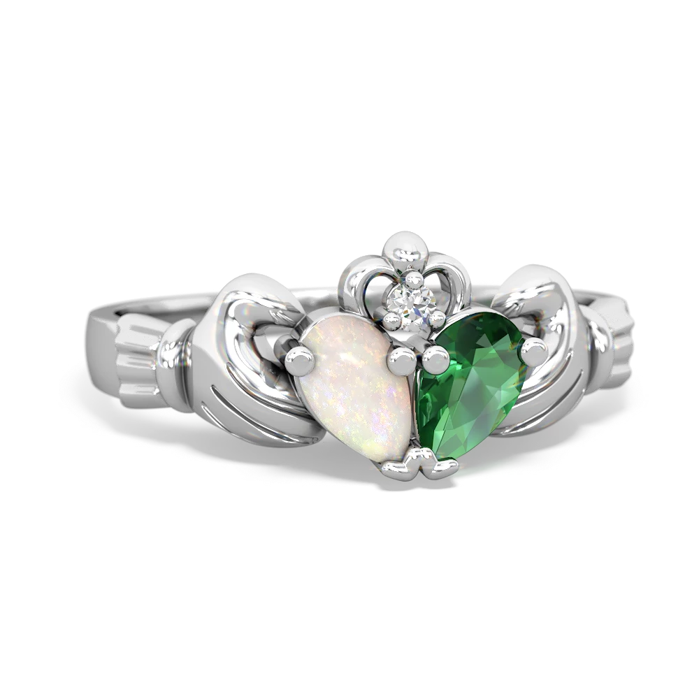 Opal 'Our Heart' Claddagh 14K White Gold ring R2388