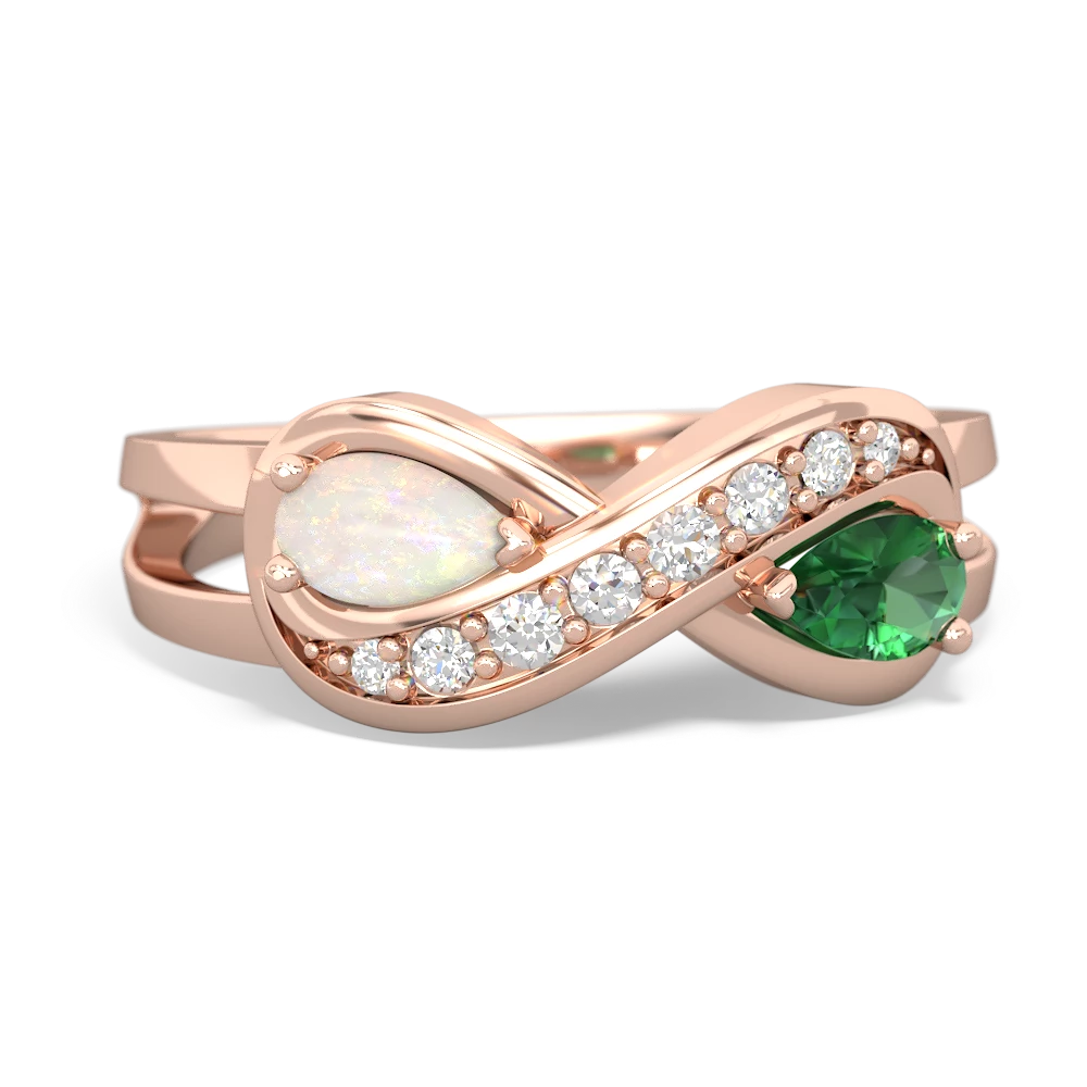 Opal Diamond Infinity 14K Rose Gold ring R5390