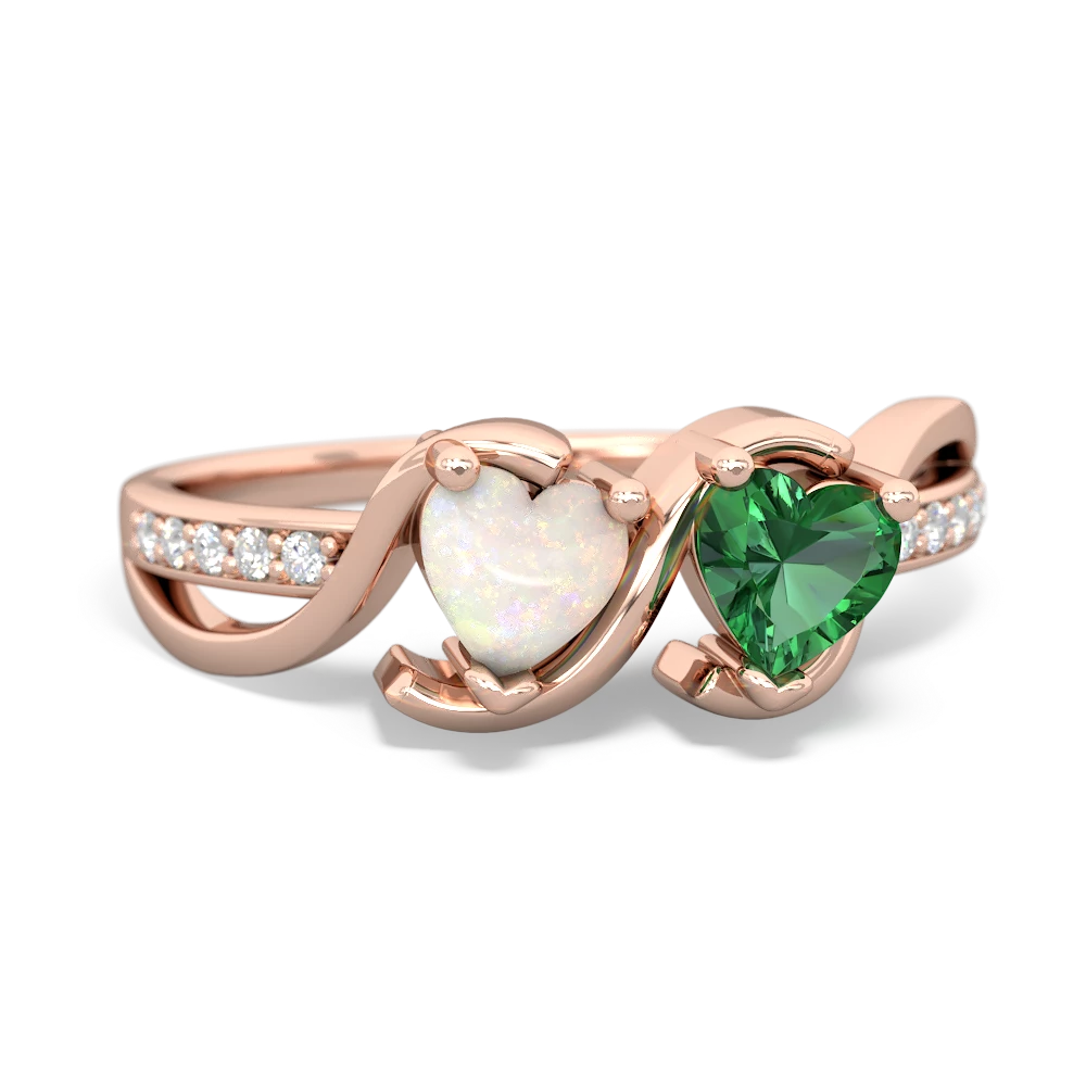 Opal Side By Side 14K Rose Gold ring R3090