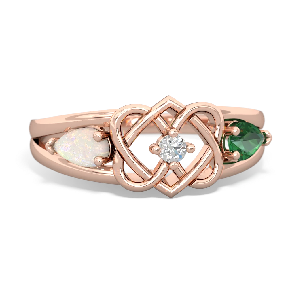 Opal Hearts Intertwined 14K Rose Gold ring R5880