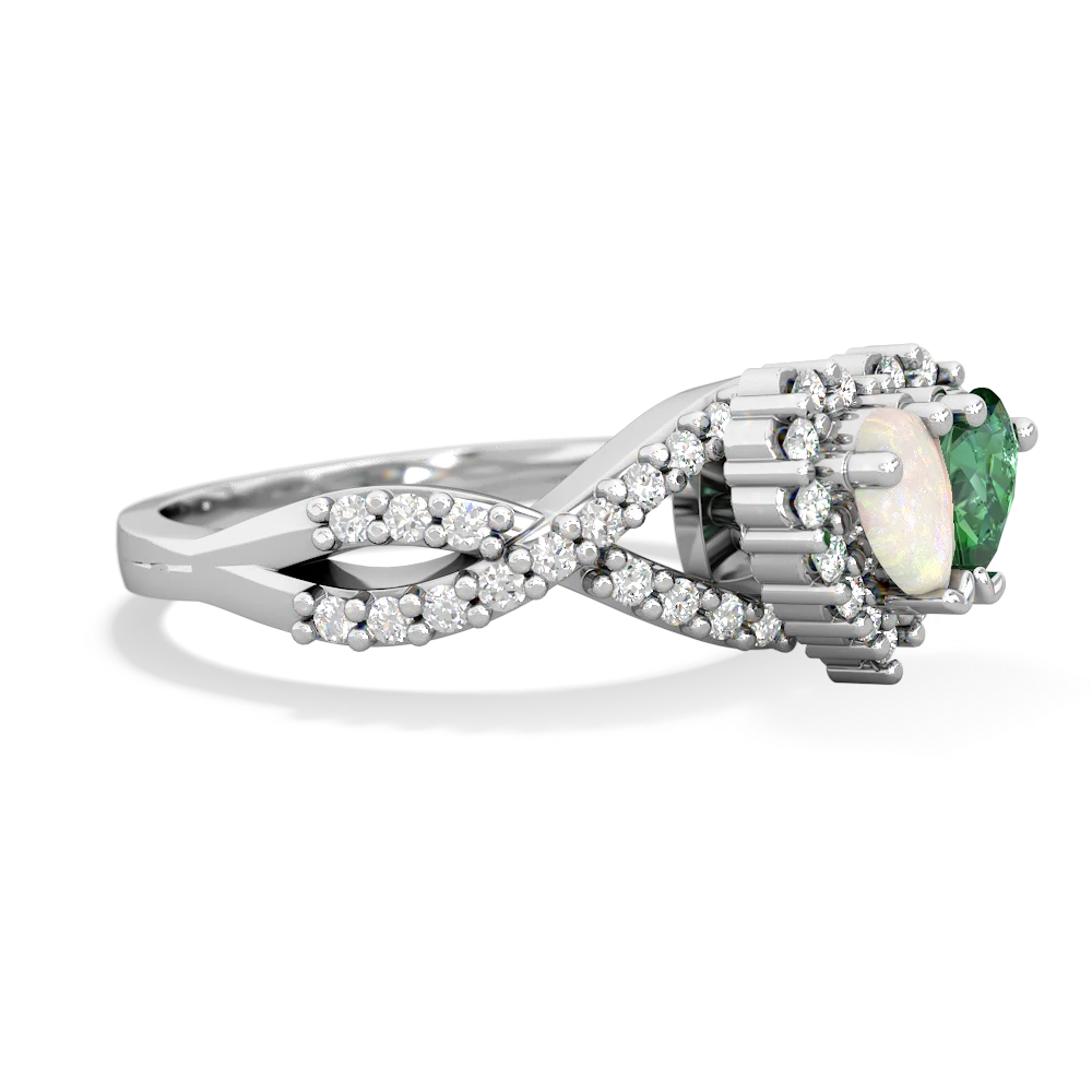 Opal Diamond Twist 'One Heart' 14K White Gold ring R2640HRT