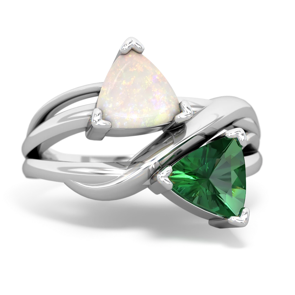 Opal Split Band Swirl 14K White Gold ring R2341