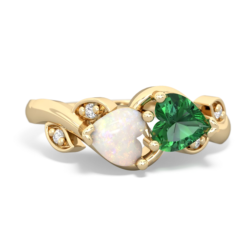 Opal Floral Elegance 14K Yellow Gold ring R5790