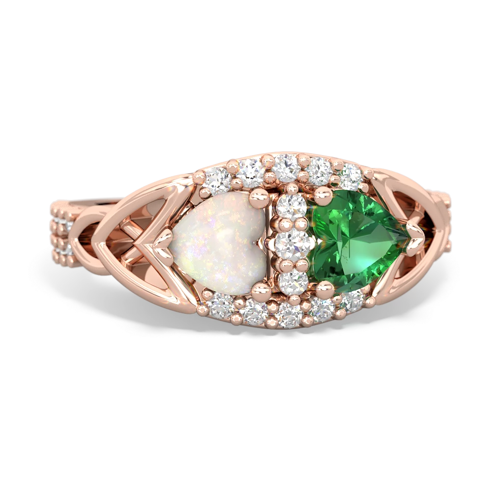 Opal Sparkling Celtic Knot 14K Rose Gold ring R2645