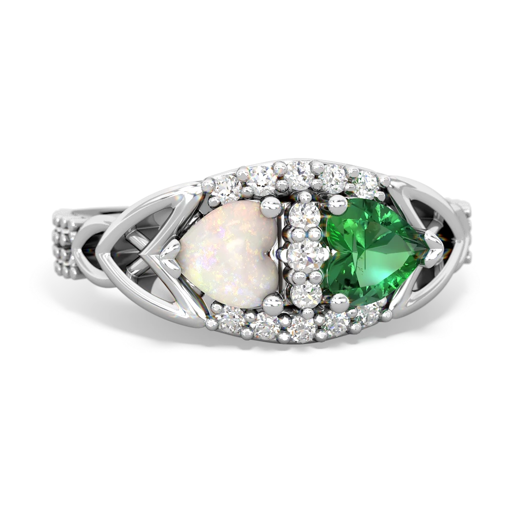 Opal Sparkling Celtic Knot 14K White Gold ring R2645