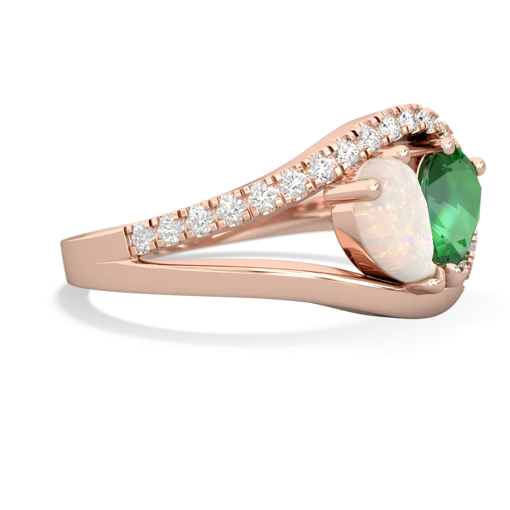 Opal Nestled Heart Keepsake 14K Rose Gold ring R5650