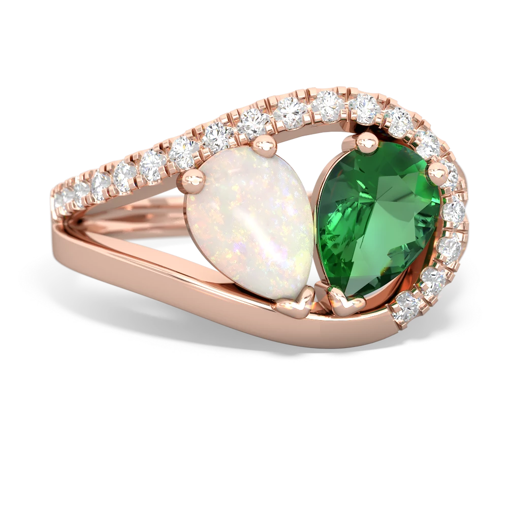 Opal Nestled Heart Keepsake 14K Rose Gold ring R5650