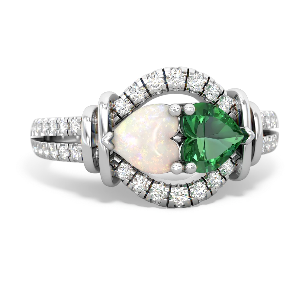 Opal Art-Deco Keepsake 14K White Gold ring R5630