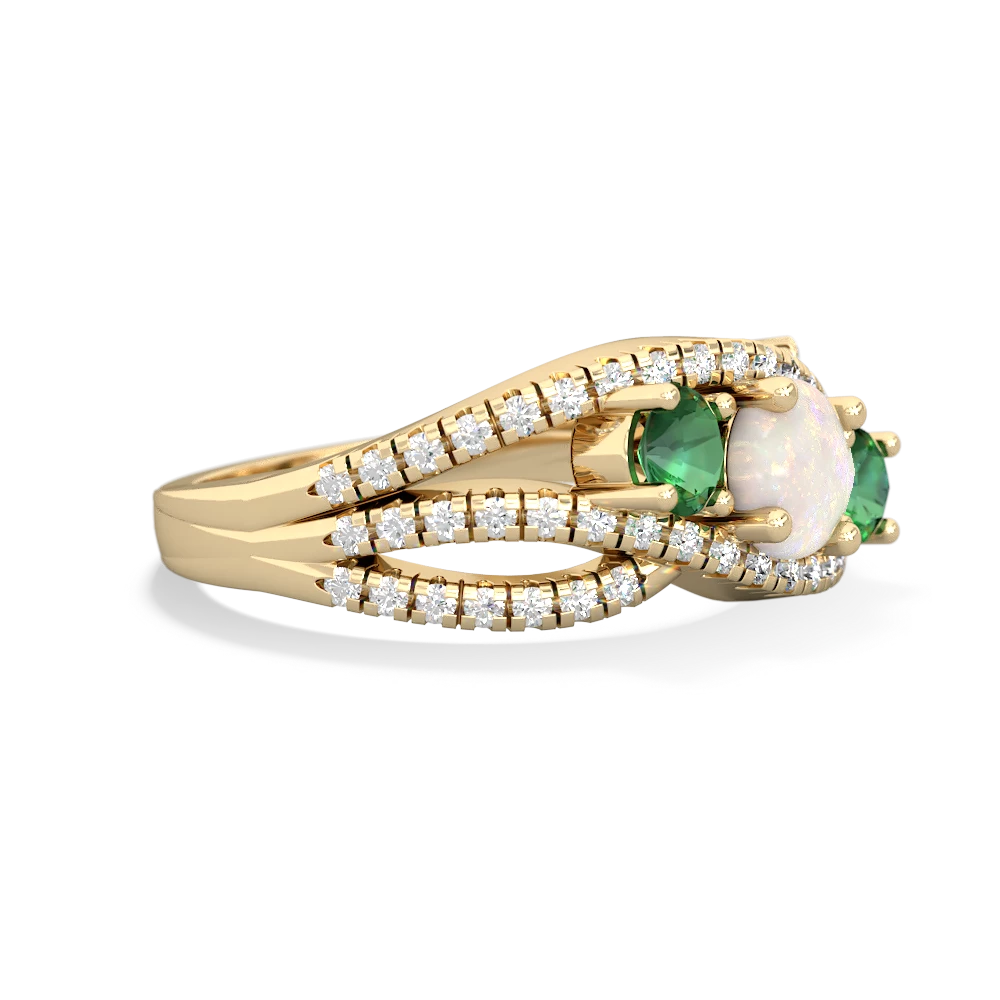 Opal Three Stone Aurora 14K Yellow Gold ring R3080