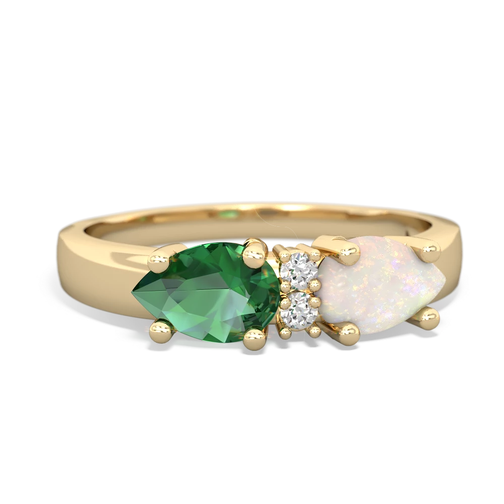 Opal Pear Bowtie 14K Yellow Gold ring R0865