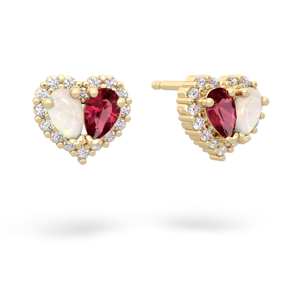 Opal Halo 14K Yellow Gold earrings E7008