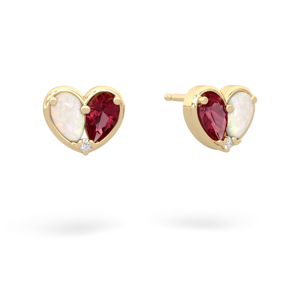 Opal 'Our Heart' 14K Yellow Gold earrings E5072